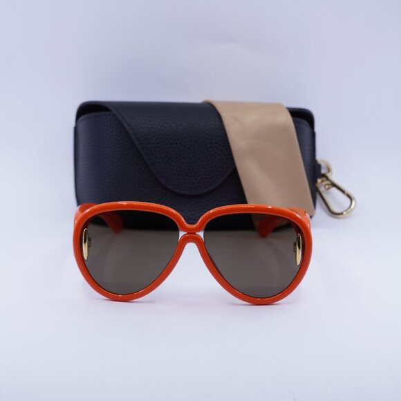 Loewe LW40132I 42E Aviator Sunglasses – Shiny Orange\Brown - Picture 2 of 10